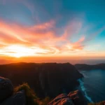 Lombok's stunning coastline at sunset, showcasing natural beauty and vibrant colors.