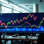 UK Stock Market News updates shown on screens with rising stock trends and analytical data,
