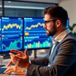 Investment News analysis showing stock charts and gold, conveying financial growth and market